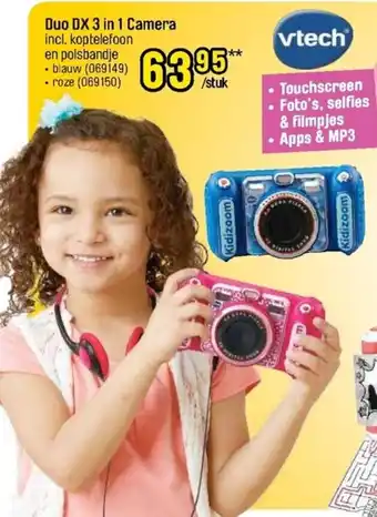 Vtech duoDX 3 in 1 Camera incl koptelefoon en polsbandje blauw (069149) roze (069150)