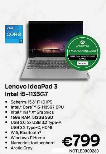 CompuDeals Lenovo ideapad 3 intel i51135g7 aanbieding