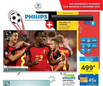 Carrefour Philips ledtv, soundbar aanbieding