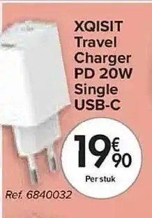 Carrefour Xqisit travel charger pd 20w single usbc aanbieding