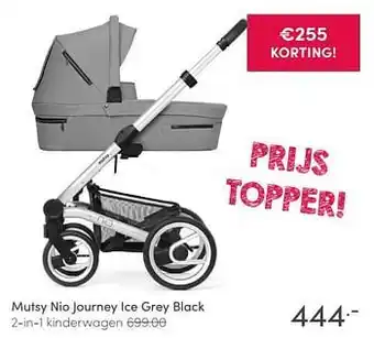 Baby & Tiener Mutsy nio journey ice grey black 2-in-1 kinderwagen aanbieding