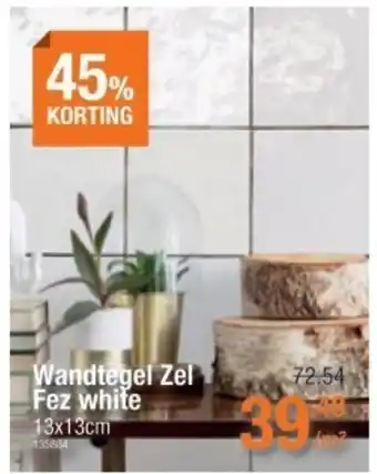 Cevo Wandtegel Zel Fez white 13x13cm 135834 aanbieding