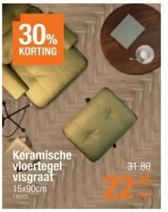 Cevo Keramische vloertegel visgraat 15x90cm 148505 aanbieding