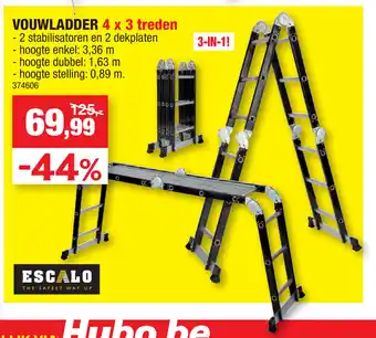 Hubo Vouwladder 4x3 treden aanbieding