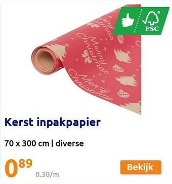 Action Kerst inpakpapier aanbieding