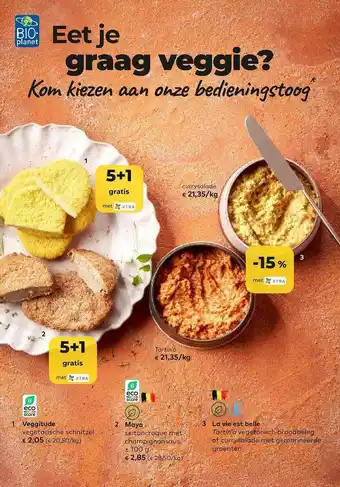 Bio Planet Currysalade, tartin'o, veggituden maya, la vie est belle aanbieding