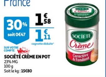 Auchan Societe Creme en Pot 23% MG 100g aanbieding