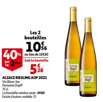 Auchan Alsace Riesling AOP 2021 Vin Blanc Sec Domaine Dopff 75cl aanbieding