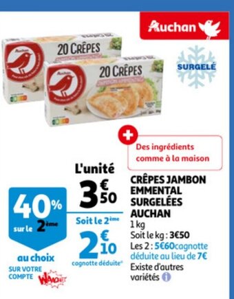 Crepes Jambon Emmental Surgelees Auchan 1kg