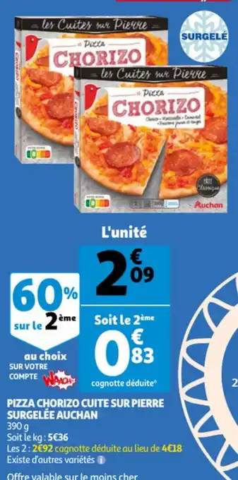 Auchan Piza Chorizo Cuite Sur Pierre Surgelee Auchan 390h aanbieding