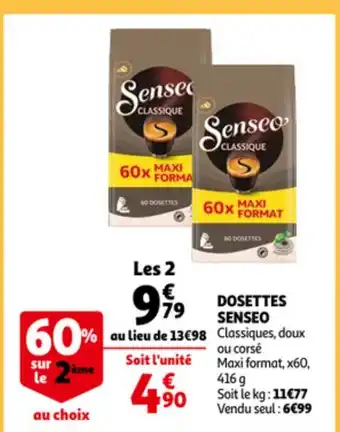 Auchan Senseo Dosettes Classique , Doux ou Corse les 2 aanbieding
