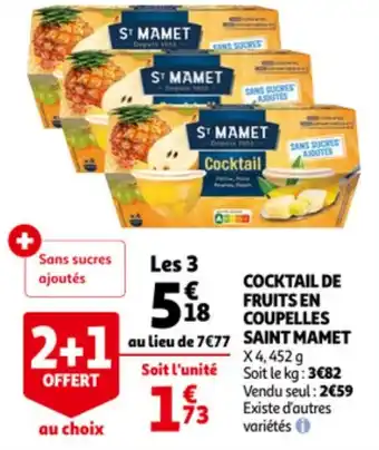 Cocktail De Fruits en Coupelles Saint Mamet x4 , 452g, 2+1 Offert