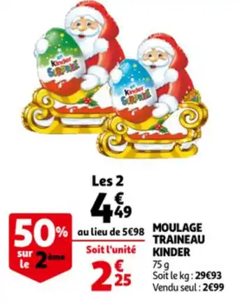 Auchan Moulage Traineau Kinder 75g aanbieding