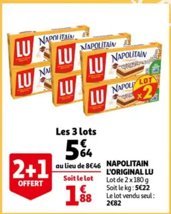 Auchan Napolitain L'Original Lu 2 x 180g aanbieding