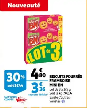 Auchan Mini BN Biscuit Fourres Framboise aanbieding