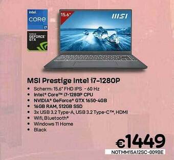 CompuDeals Msi prestige intel i7-1280p aanbieding