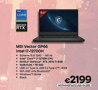 CompuDeals Msi vector gp66 intel i7-12700h aanbieding