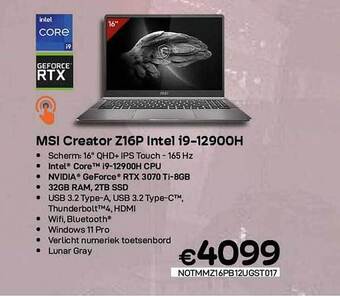 CompuDeals Msi creator z16p intel i9-12900h aanbieding
