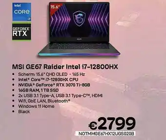 CompuDeals Msi ge67 raider intel i7-12800hx aanbieding