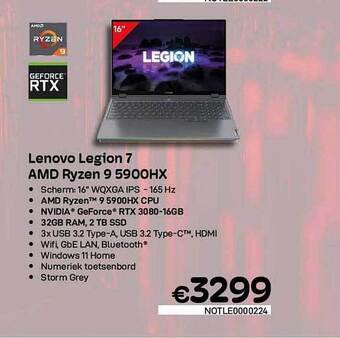 CompuDeals Lenovo legion 7 amd ryzen 9 5900hx aanbieding