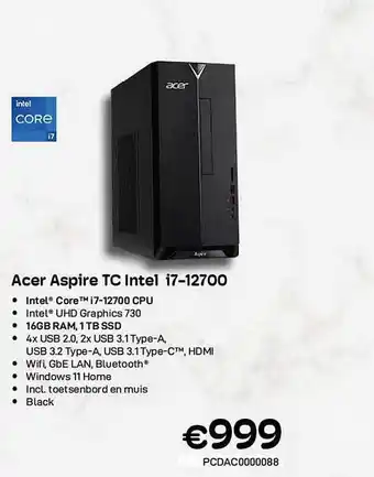 CompuDeals Acer aspire tc intel i712700 aanbieding