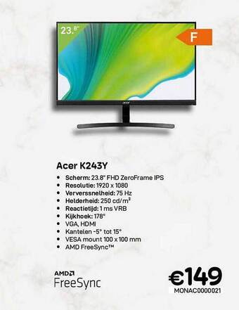 CompuDeals Acer k243y aanbieding
