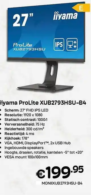 CompuDeals Iiyama prolite xub2793hsu-b4 aanbieding