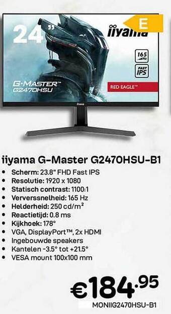 CompuDeals Iiyama g-master g2470hsu-b1 aanbieding