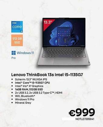 CompuDeals Lenovo thinkbook 13s intel i5-1135g7 aanbieding