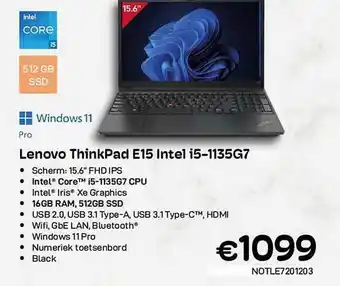 CompuDeals Lenovo thiinkpad e15 intel i5-1135g7 aanbieding