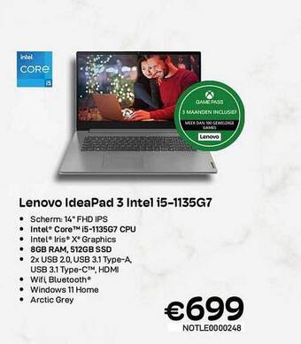 CompuDeals Lenovo ideapad 3 intel i5-1135g7 aanbieding