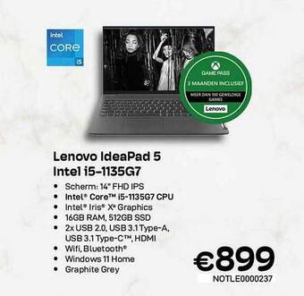 CompuDeals Lenovo ideapad 5 intel i5-1135g7 aanbieding