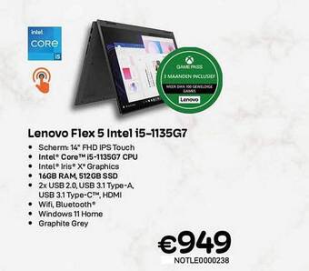 CompuDeals Lenovo flex 5 intel i5-1135g7 aanbieding