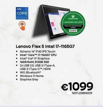 CompuDeals Lenovo flex 5 intel i7-1165g7 aanbieding