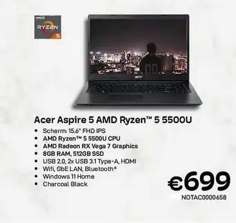 CompuDeals Acer aspire 5 amd ryzen 5 5500u aanbieding