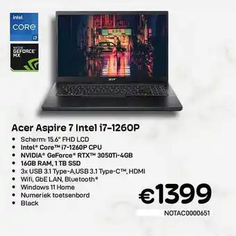 CompuDeals Acer aspire 7 intel i7-1260p aanbieding
