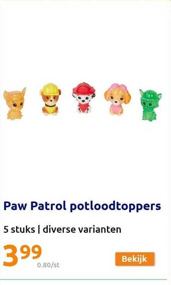 Action Paw patrol potloodtoppers aanbieding