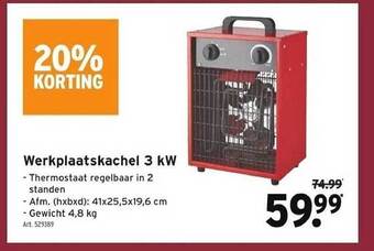GAMMA Werkplaatskachel 3 kw aanbieding