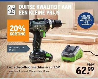 GAMMA Lux schroefboormachine accu 20v aanbieding