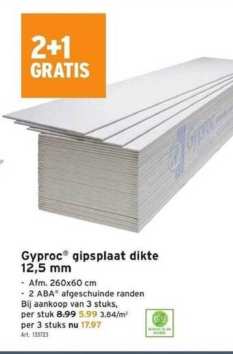 GAMMA Gyproc gipsplaat dikte 12,5 mm aanbieding