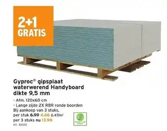 GAMMA Gyproc gipsplaat waterwerend handyboard dikte 9,5mm aanbieding