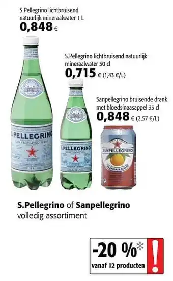 Colruyt S.pellegrino of sanpellegrino volledig assortiment aanbieding