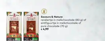 Bio Planet Saveurs & nature rendiertje in melkchocolade of sintfiguurtje in melkchocolade of pure chocolade aanbieding