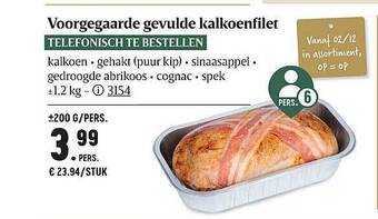 Buurtslagers Voorgegaarde gevulde kalkoenfilet aanbieding