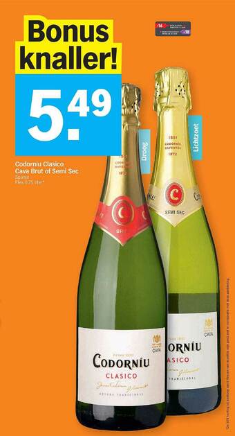 Albert Heijn Codorniu Clasico Cava Brut Of Semi Sec aanbieding
