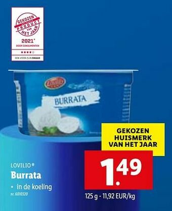 Lidl Burrata aanbieding