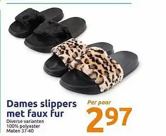 Action Dames Slippers Met Faux Fur aanbieding