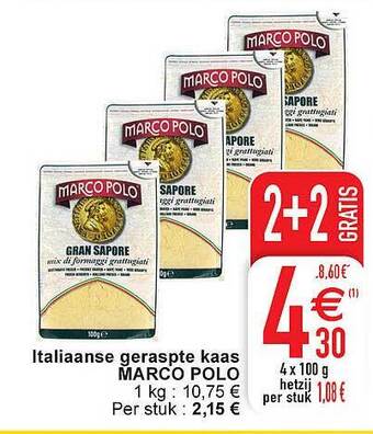 Cora Italiaanse geraspte kaas marco polo aanbieding