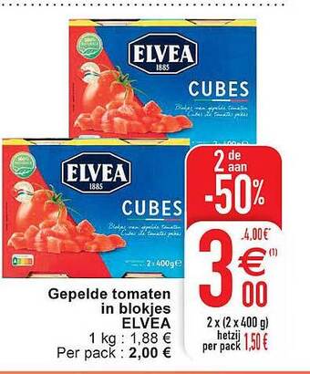 Cora Gepelde tomaten in blokjes elvea aanbieding