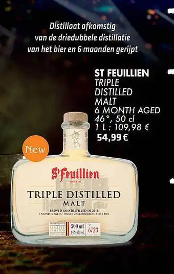 Cora St feuillien triple distilled malt 6 month aged aanbieding